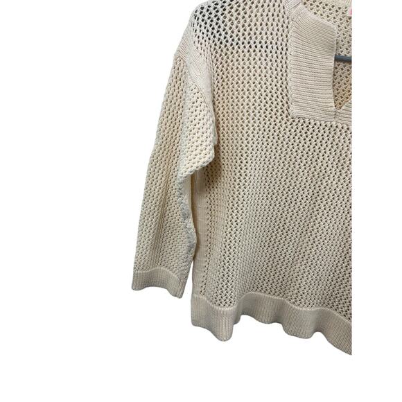 J.crew Crewcuts Cream Cotton Sweater 12 Girls Ivory Pullover Vneck Summer - Picture 5 of 6